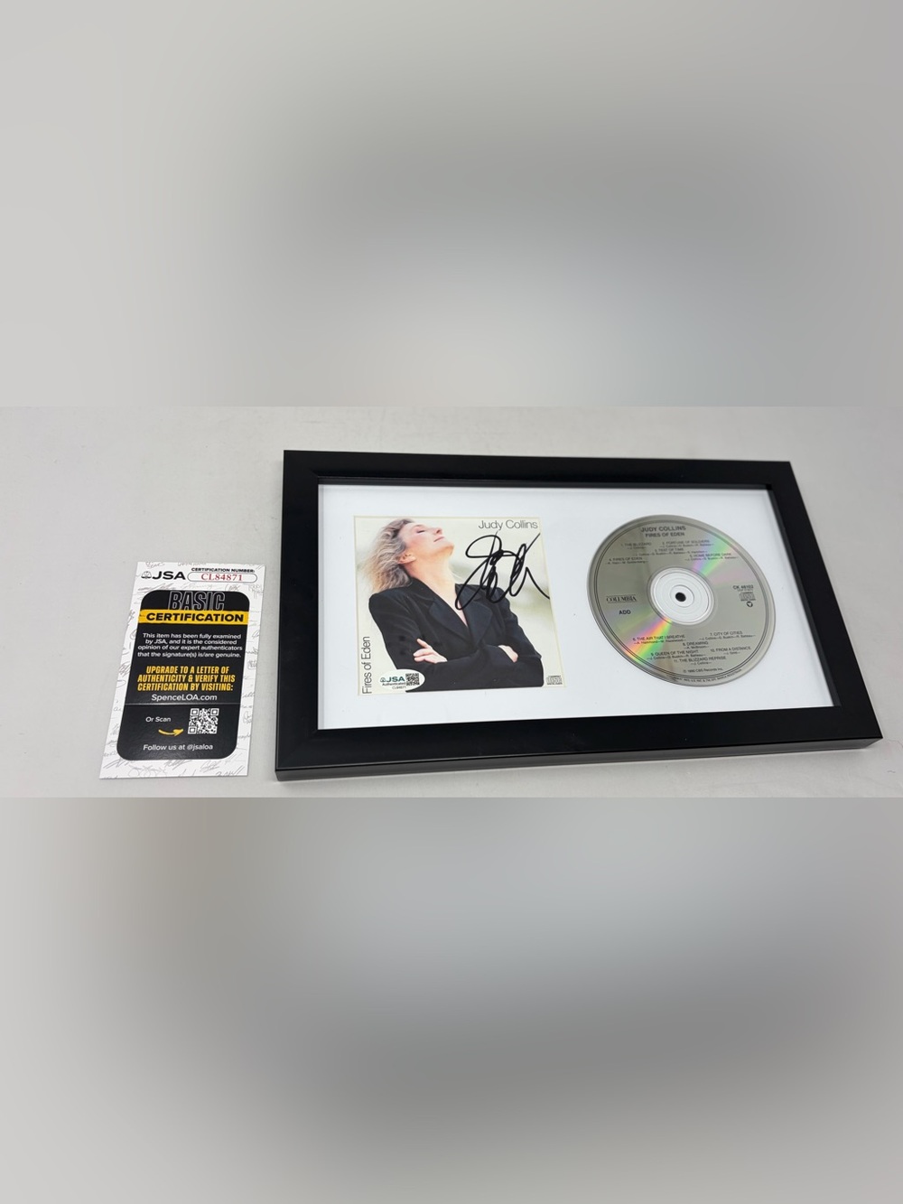 Judy Collins signed‎ Fires of Eden CD Cover Framed JSA COA
